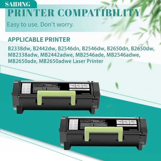 Alt view image 2 of 5 - B231000 Black Toner Cartridge Compatible with Lexmark B231000 Toner High Yield for Lexmark B2338 B2442 B2546 B2650 MB2338 MB2442 MB2546 MB2650 Laser Printer(2-Pack)