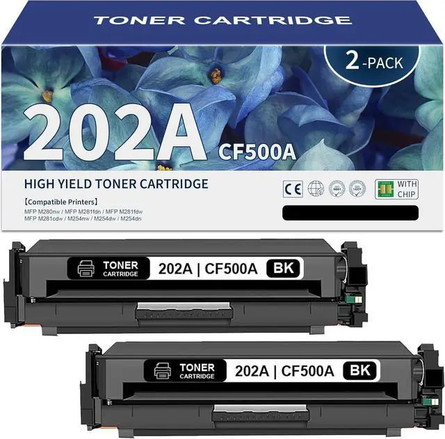 Main image of 202A Black Toner Cartridge Replacement for HP 202A CF500A Toner Works with Pro MFP M281fdw M281cdw M254dw M254nw M281fdn M280nw M254 M281 202 Toner Ink Printer (2-Pack)