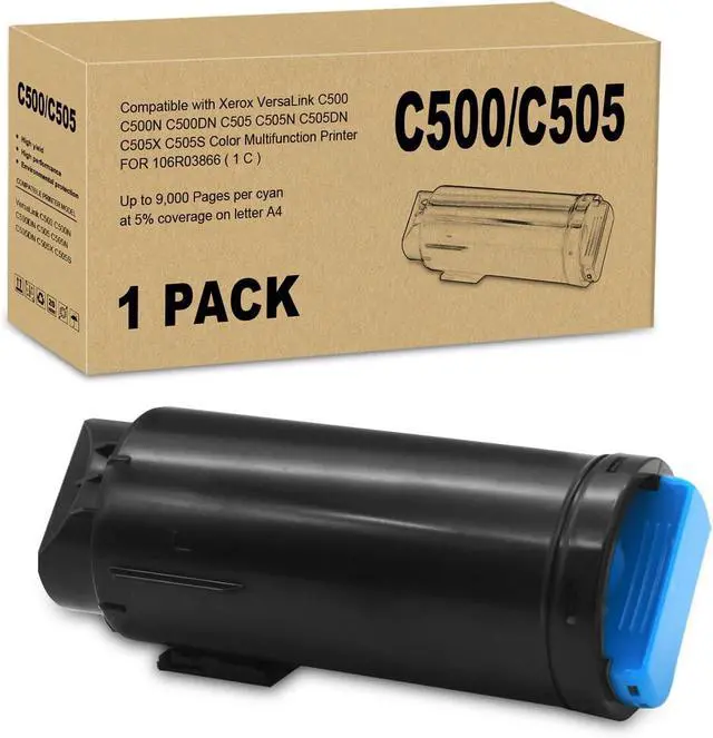 Main image of Remanufactured C500/C505 Cyan Toner Cartridge Replacement for 106R03866 Compatible with Xerox VersaLink C500 C500N C500DN C505 C505N C505DN C505X C505S Color Multifunction Printer ( 1-Pack )