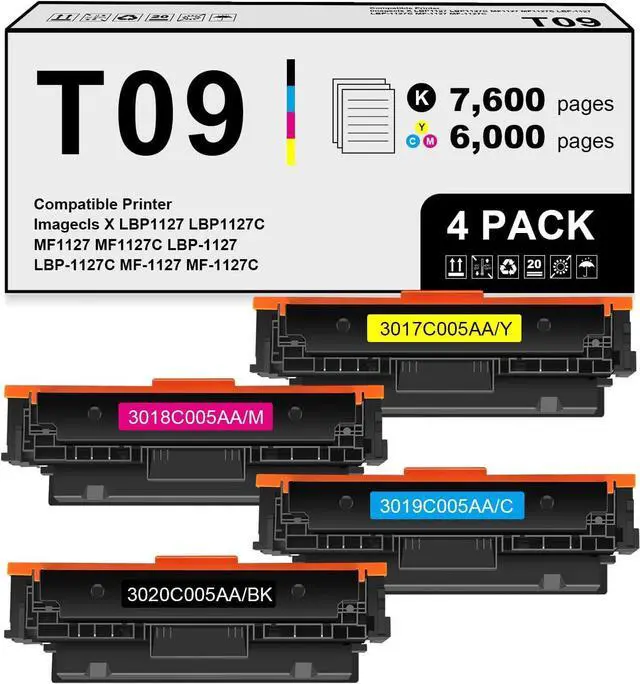Main image of T09 Toner Cartridge Set Replacement for Canon T09 T09l Toner 3020C005AA 3019C005AA 3018C005AA 3017C005AA for Imagecls X LBP1127 LBP1127C MF1127 MF1127C ( Black Cyan Yellow Magenta )