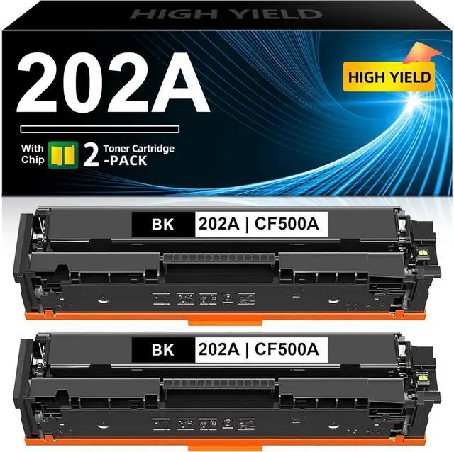 Main image of 202A Toner Cartridges 2-Black Replacement for HP 202A Toner Cartridge (with Chip) Color Jet pro MFP m281fdw M280nw M281fdn M281cdw M254nw M254dw M254dn Printer