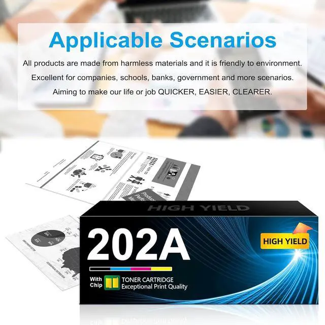 Alt view image 6 of 6 - 202A Toner Cartridges 2-Black Replacement for HP 202A Toner Cartridge (with Chip) Color Jet pro MFP m281fdw M280nw M281fdn M281cdw M254nw M254dw M254dn Printer