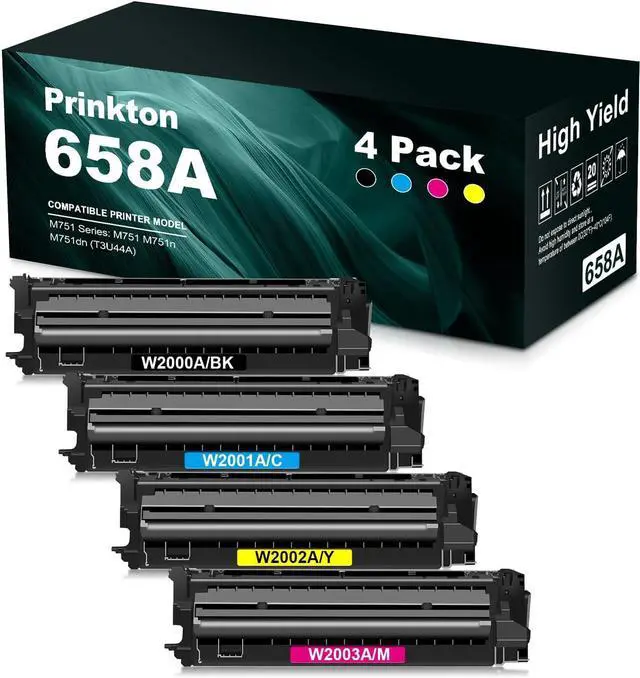 Main image of 658A 658 A Toner Cartridge Set(4 Pack, 1BK/1C/1M/1Y) Remanufactured Replacement for HP W2000A W2001A W2002A W2003A for M751 M751n M751dn Printer