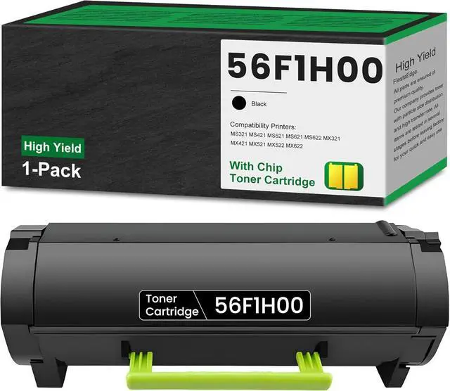 Main image of 56F1H00 Black High Yield Toner with Chip (15,000 Pages) Remanufactured 56F1H00 Compatible for Lexmark 56F1H00 Toner for MS321 MS421 MS521 MS621 MS622 MX321 MX421 MX521 MX522 MX622 Printer 1-Pack