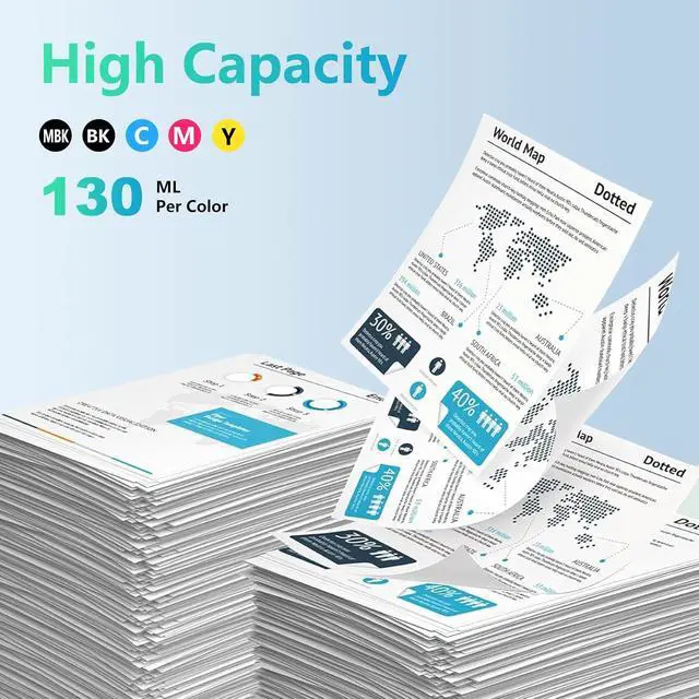 Alt view image 3 of 6 - PFI-120 Ink Compatible for imagePROGRAF TM-305 TM-300 TM-200 TM-205 Printer, Replacement PFI120MBK PFI120BK PFI120C PFI120M PFI120Y (130-ml Pigment Ink, 5 Pack)