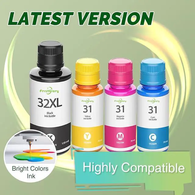 Alt view image 4 of 6 - 31 32XL High Yield Ink Refills Set (1Black 1Cyan 1Yellow 1Magenta) Replacement for HP 31 32XL for Smart Tank 5101 5102 6001 7001 7002 7301 7602 Plus 651 551 Ink Tank