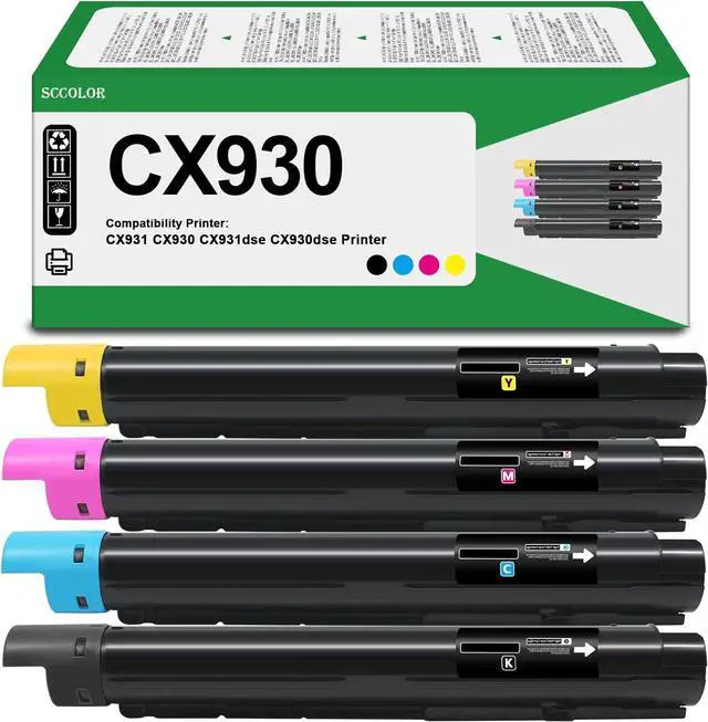 Main image of CX930 Toner Cartridge High Yield Compatible 85D00Y0 85D00K0 85D00C0 85D00M0 Black Cyan Magenta Yellow Toner Cartridge Replacement for Lexmark CX931 CX930 CX931dse CX930dse Printer