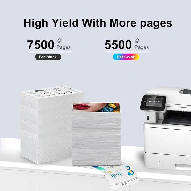 Alt view image 3 of 6 - 210X Toner Cartridges 4 Pack (with Chip) Black/Cyan/Yellow/Magenta W2100X W2101X W2102X W2103X Toner - Replacement for HP Printer Color Pro 4201dn 4201dne 4201dw MFP 4301dw 4301fdn 4301fdne 4301fdw