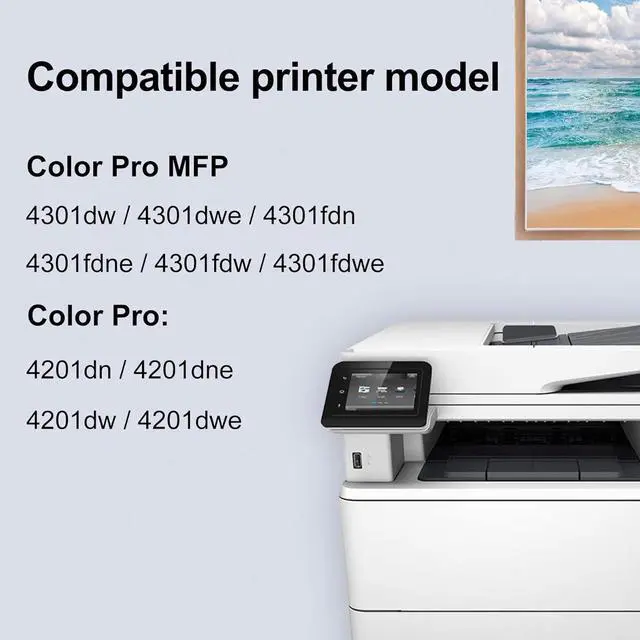 Alt view image 4 of 6 - 210X Toner Cartridges 4 Pack (with Chip) Black/Cyan/Yellow/Magenta W2100X W2101X W2102X W2103X Toner - Replacement for HP Printer Color Pro 4201dn 4201dne 4201dw MFP 4301dw 4301fdn 4301fdne 4301fdw