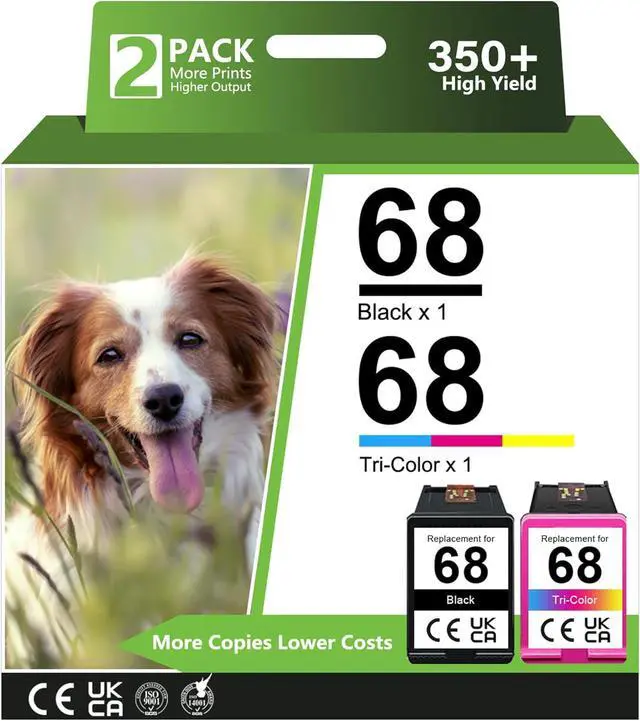 Main image of 68 Ink Cartridges Replacement for HP 68 Ink Cartridges Black Color Combo Pack for Envy 6552e 6555e 6558e 6152e 6155e Printer (1 Black, 1 Tri-Color)