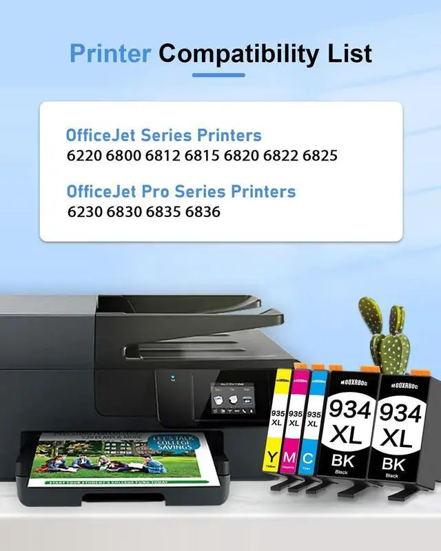 Alt view image 2 of 6 - 934XL 935XL Ink Cartridges Combo Pack (5-Pack, 2Black/1C/1M/1Y) Replacement for HP 934 XL 935 XL Black and Color Ink Cartridges Officejet 6220 6812 6815 6820 Officejet Pro 6230 6830 6835 Printer