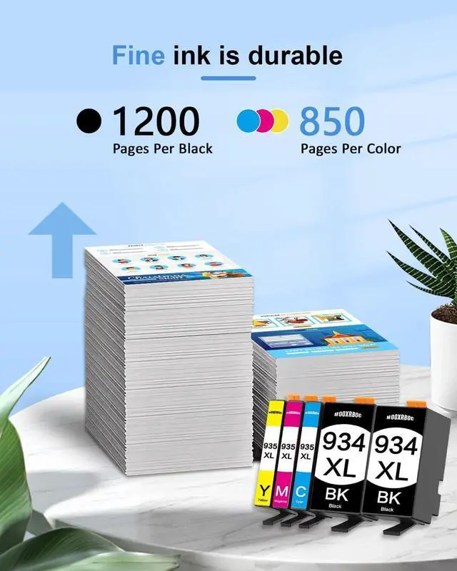 Alt view image 3 of 6 - 934XL 935XL Ink Cartridges Combo Pack (5-Pack, 2Black/1C/1M/1Y) Replacement for HP 934 XL 935 XL Black and Color Ink Cartridges Officejet 6220 6812 6815 6820 Officejet Pro 6230 6830 6835 Printer