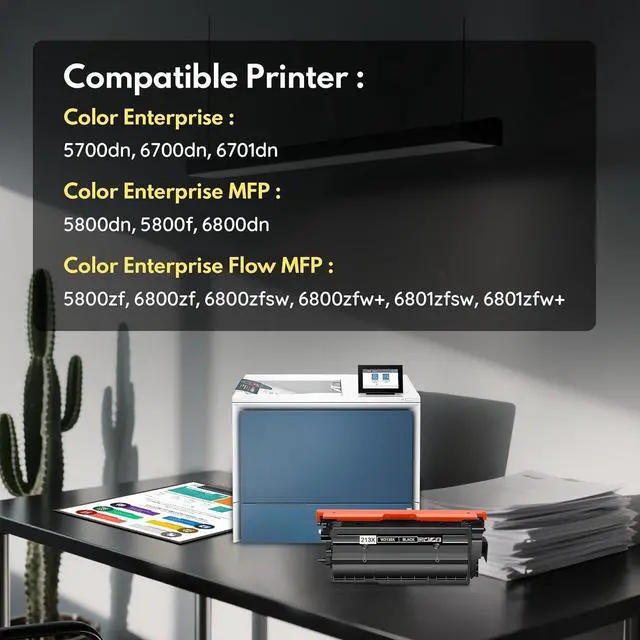 Alt view image 2 of 7 - 213X High Yield Toner Cartridge 4-Pack (Black, Cyan, Magenta, Yellow) Replacement for HP 213X W2130X W2131X W2132X W2133X with Chip Toner Cartridge Color Enterprise 5700dn 6700dn MFP 5800dn Printers