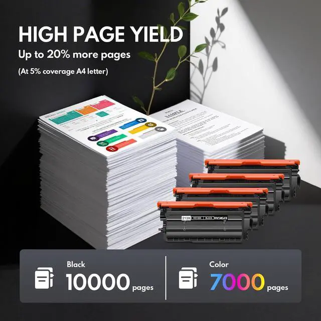 Alt view image 3 of 7 - 213X High Yield Toner Cartridge 4-Pack (Black, Cyan, Magenta, Yellow) Replacement for HP 213X W2130X W2131X W2132X W2133X with Chip Toner Cartridge Color Enterprise 5700dn 6700dn MFP 5800dn Printers