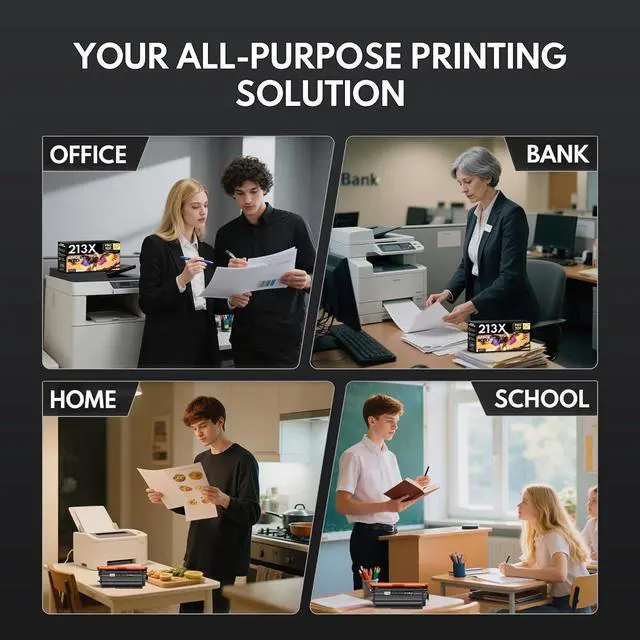 Alt view image 6 of 7 - 213X High Yield Toner Cartridge 4-Pack (Black, Cyan, Magenta, Yellow) Replacement for HP 213X W2130X W2131X W2132X W2133X with Chip Toner Cartridge Color Enterprise 5700dn 6700dn MFP 5800dn Printers