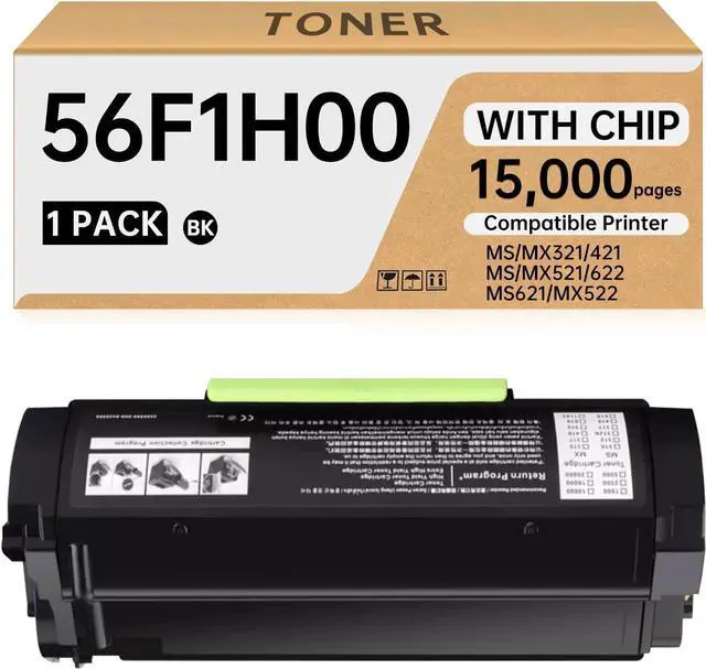 Main image of 56F1H00 Toner Cartridge [High Yield 15,000 Pages] Compatible for Lexmark MS321 MS421 MS521 MS621 MX321 MX421 MX521 MX622 Printers Work for 56F1H00 Toner Cartridge (Black,1-Pack)