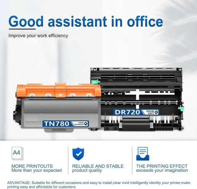 Alt view image 6 of 7 - TN780 Toner Cartridge DR720 Drum Unit High Yield Replacement for Brother DR720 DR-720 TN780 TN-780 TN750 Compatible for HL-5450DN HL-5470DW MFC-8710DW MFC-8910DW DCP-8150DN Printer (BlacK, 3-Pack)