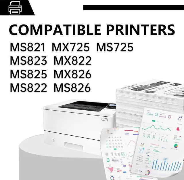 Alt view image 2 of 7 - 58D1H00 Compatible Black Toner (15,000 Pages) Cartridge - with Chip - Compatible with Lexmark MS821 MS823 MS825 MS822 MS826 MS725 MX725 MX822 MX826 Laser Printers 58D1H00 58D1U00 (1-Pack)