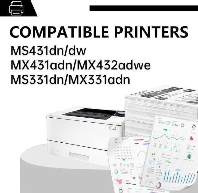Alt view image 3 of 7 - 55B1000 Black Toner Cartridge with Chip Compatible for Lexmark MS431dn MS431dw MX431adn MX432adwe MS331dn MX331adn Laser Printer 55B1H00 55B1000 (3,000 Pages,1-Pack)