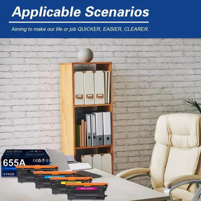 Alt view image 7 of 7 - 655A Toner Cartridge Replacement for HP 655A CF450A CF451A CF452A CF453A Toner Works with Color Enterprise M652dn M652n M653dn M653dh MFP M681dh M681f Printer Toner (4Pack-BK/C/M/Y)