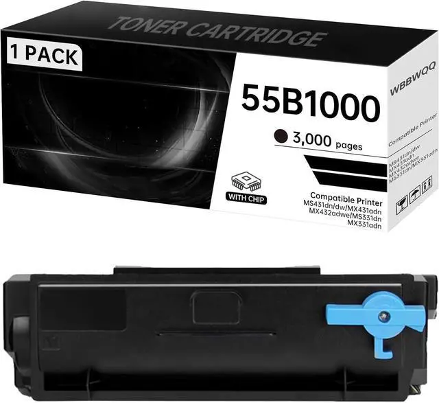 Main image of 55B1000 Black Toner Cartridge with Chip Compatible for Lexmark MS431dn MS431dw MX431adn MX432adwe MS331dn MX331adn Laser Printer 55B1H00 55B1000 (3,000 Pages,1-Pack)