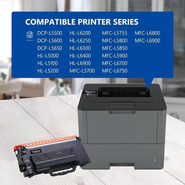 Alt view image 2 of 7 - TN850 High Yield Toner Cartridge Replacement for Brother TN850 TN820 TN-850 TN 850 Toner use with HL-L5200DW HL-L6200DW MFC-L5700DW MFC-L5800DW MFC-L5900DW DCP-L5600DN Printer (2 Black)