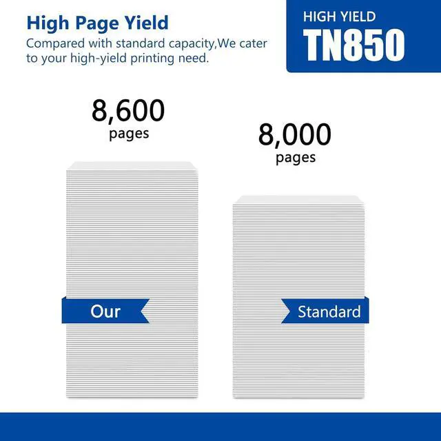 Alt view image 5 of 7 - TN850 High Yield Toner Cartridge Replacement for Brother TN850 TN820 TN-850 TN 850 Toner use with HL-L5200DW HL-L6200DW MFC-L5700DW MFC-L5800DW MFC-L5900DW DCP-L5600DN Printer (2 Black)