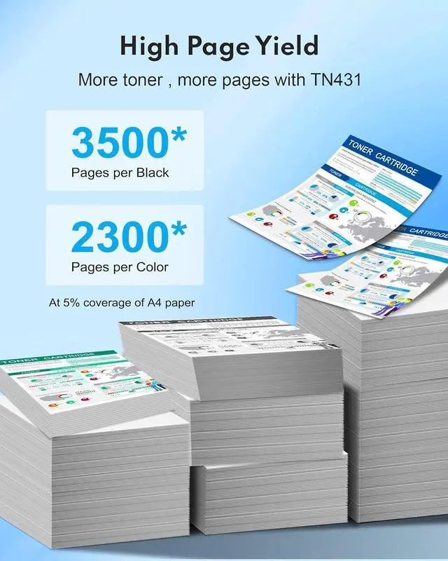 Alt view image 3 of 7 - TN431 Toner Cartridge 4-Pack, Replacement for Brother TN431BK TN431C TN431M TN431Y TN431 TN-431 for HL-L8360CDW MFC-L8900CDW HL-L8260CDW MFC-L8610CDW HL-L8360CDWT Printer