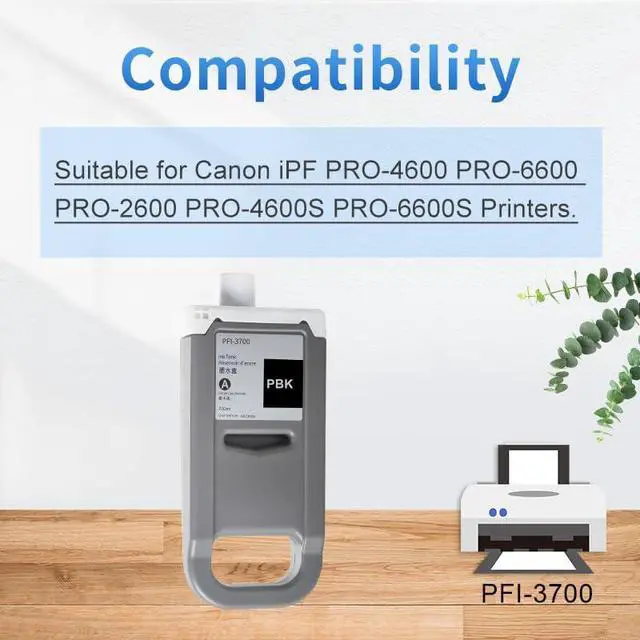 Alt view image 3 of 6 - PFI-3700 Pigment Ink Cartridge Replacement for Canon PFI 3700 PFI-3700PBK for Canon imagePROGRAF PRO-2600 PRO-4600 PRO-6600 GP-2600S GP-4600S GP-6600S Printers700ML Photo Magenta