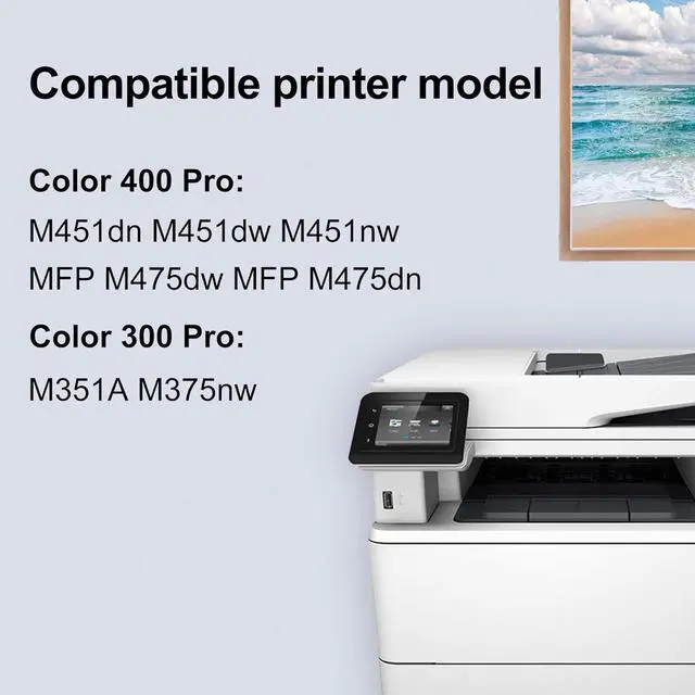 Alt view image 4 of 6 - 305A Black Cyan Magenta Yellow Toner Printer Cartridges(4-Pack) - Replacement for HP 305A Toner Cartridge Works with Laser Pro 300 M351 MFP M375, Laser Pro 400 M451 MFP M475 Printer Series | CE305AQ1