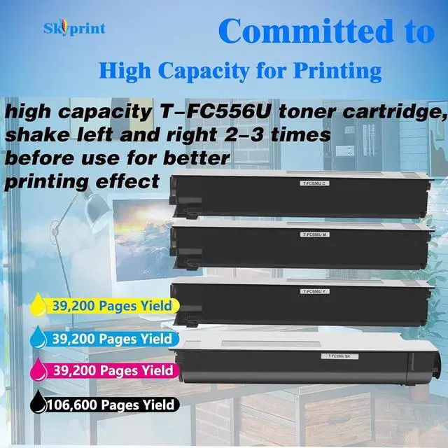 Alt view image 3 of 6 - T-FC556U Toner Cartridge Compatible Toshiba T-FC556U-K T-FC556U-M T-FC556U-Y T-FC556U-C Use for Toshiba E Studio 5506AC 5506ACT 6506AC 6506ACT 7506AC 7506ACT Printer Black Cyan Magenta Yellow