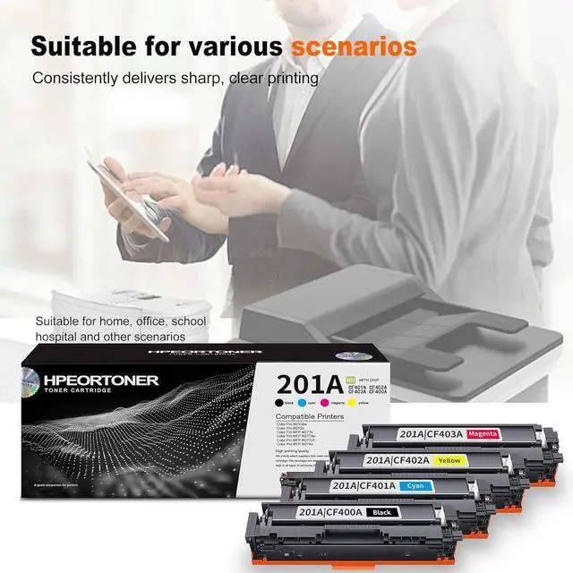Alt view image 6 of 6 - 4 Pack 201A BK/C/M/Y Toner Cartridge, Replacement for HP 201A|CF401A CF402A CF403A CF400A Color Pro M252dw Color Pro M252n Color Pro MFP M277n Color Pro MFP M277dw Color Pro MFP M277c6 Printer