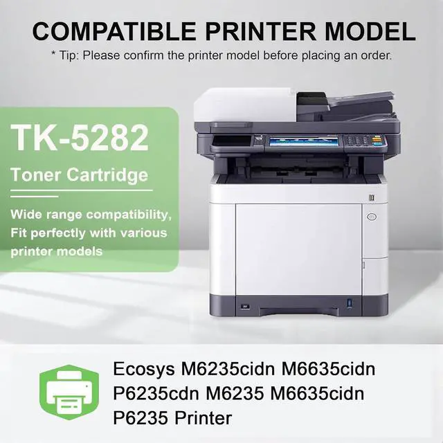 Alt view image 2 of 6 - 2 Pack TK5282 Black Toner Cartridge: Compatible TK5282K / TK-5282K Replacement TK-5282 Black Toner for Kyocera ECOSYS M6235cidn M6235 M6635cidn P6235 Printer, Black 14000 Pages