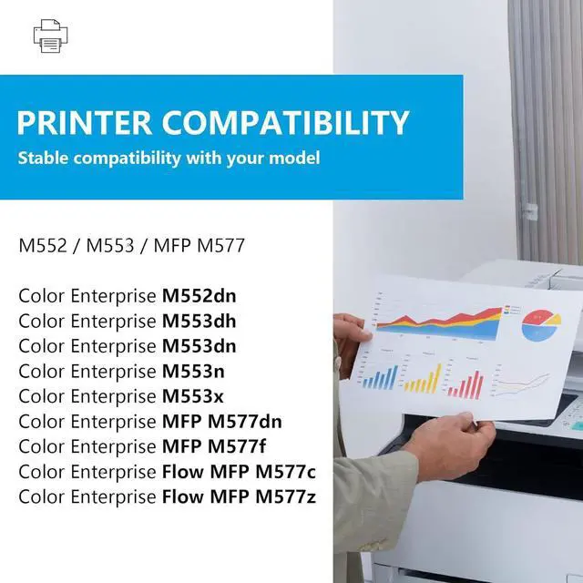 Alt view image 2 of 7 - 508A Toner Cartridges Set (Black Cyan Magenta Yellow) Replacement for HP 508A Toner Cartridges 4 Pack Color Laser Jet Enterprise M553 M552 MFP M577 Series Printer | CF360A CF361A CF362A CF363A