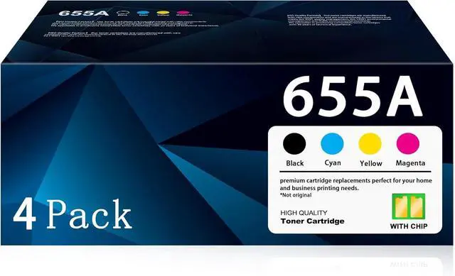 Main image of 655A Toner Cartridges (with Chip) Compatible for HP 655A for Enterprise M652 M653, Color Enterprise MFP M681 M682 Series Printer Ink CF450A CF451A CF452A CF453A (Black Yellow Cyan Magenta, 4 Pack)