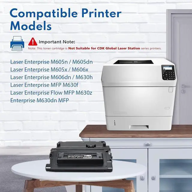 Alt view image 3 of 7 - 81X High Yield Toner Cartridge Black CF281X: 4 Pack Compatible M605 Toner Replacement for HP 81X CF281X 81A CF281A Laser Enterprise M605 M606 Series; Laser Enterprise MFP M630 Series Printer