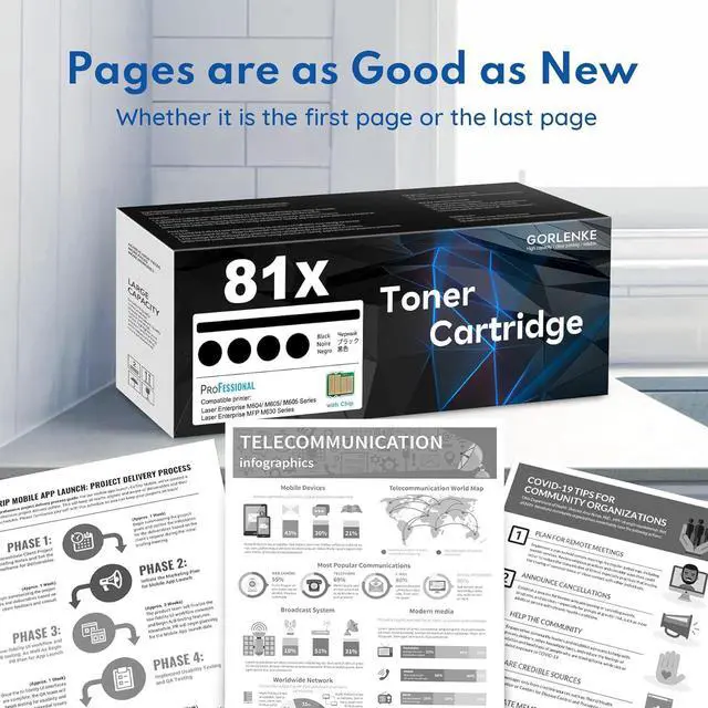 Alt view image 6 of 7 - 81X High Yield Toner Cartridge Black CF281X: 4 Pack Compatible M605 Toner Replacement for HP 81X CF281X 81A CF281A Laser Enterprise M605 M606 Series; Laser Enterprise MFP M630 Series Printer