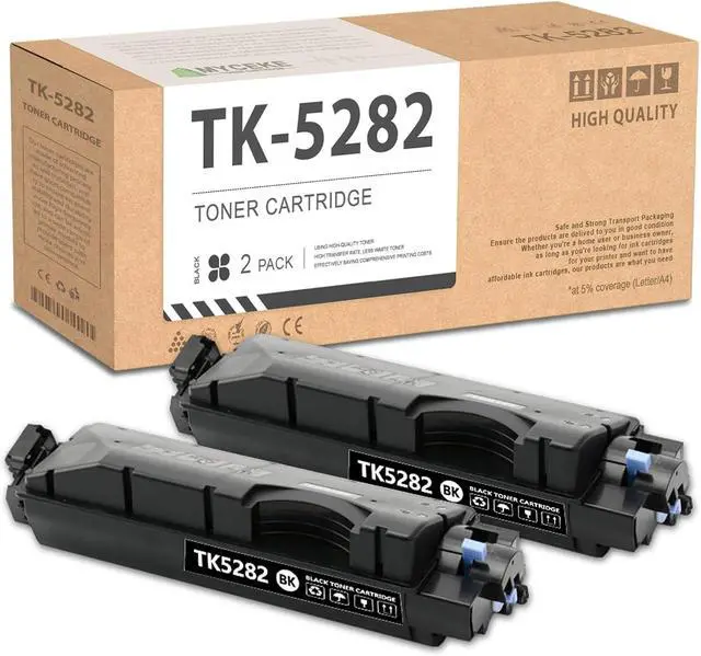 Main image of 2 Pack TK5282 Black Toner Cartridge: Compatible TK5282K / TK-5282K Replacement TK-5282 Black Toner for Kyocera ECOSYS M6235cidn M6235 M6635cidn P6235 Printer, Black 14000 Pages