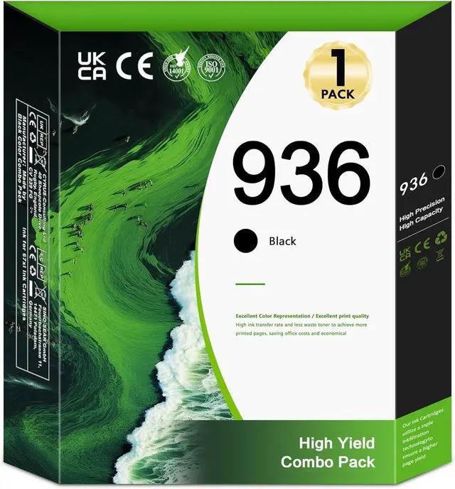Main image of 936 Ink Cartridges (1-Pack, Black) Replacement for HP 936 Black Ink for OfficeJet Pro 9122e 9110b 9125e 9128e 9130b 9135e 9730e Printers