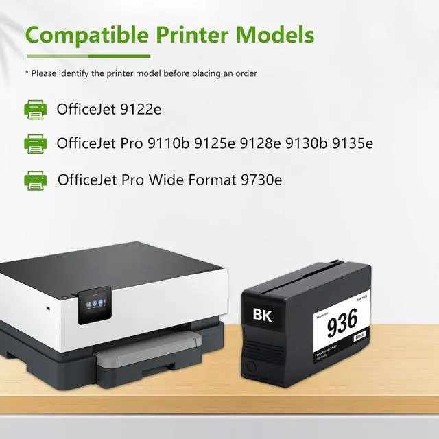 Alt view image 2 of 6 - 936 Ink Cartridges (1-Pack, Black) Replacement for HP 936 Black Ink for OfficeJet Pro 9122e 9110b 9125e 9128e 9130b 9135e 9730e Printers