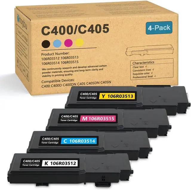 Main image of VersaLink C400 / C405 Toner Cartridge 4 Pack (BK/C/M/Y) - High Capacity 106R03512 106R03513 106R03514 106R03515 Toner Set Replacement for Xerox VersaLink C405 C400 C400D C400DN C405 C405DN Printer