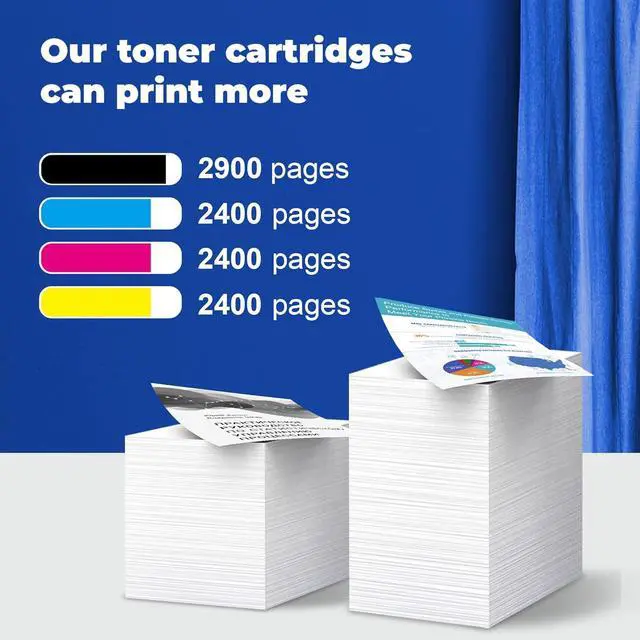 Alt view image 3 of 7 - 201X Toner Cartridges 4 Pack High Yield with Chip Replacement for HP 201X 201A Color Pro MFP M277dw M252dw M277n M277c6 Printer CF400X (Black, Cyan, Magenta, Yellow)