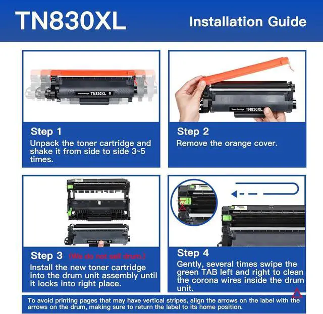 Alt view image 4 of 6 - TN830XL Toner Cartridge for Brother Printer TN830XL - Replacement for Brother TN-830XL TN830 TN-830 to use with HL-L2460DW DCP-L2640DW HL-L2405W HL-L2400D HL-L2480DW MFC-L2820DW (2 Black, with Chip)
