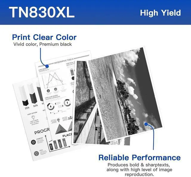 Alt view image 6 of 6 - TN830XL Toner Cartridge for Brother Printer TN830XL - Replacement for Brother TN-830XL TN830 TN-830 to use with HL-L2460DW DCP-L2640DW HL-L2405W HL-L2400D HL-L2480DW MFC-L2820DW (2 Black, with Chip)