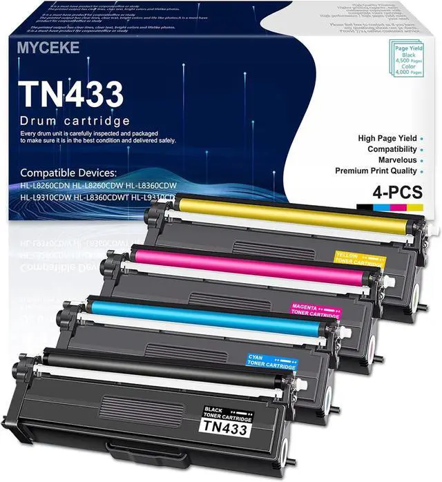 Main image of TN433 Toner Cartridge Replacement for TN 433 TN431 TN 431 Toner for Brother Laser HL-L8260CDN HL-L8260CDW HL-L8360CDW HL-L8360CDWT HL-L9310CDW HL-L9310CDWT Printer (4 Pack,Black Cyan Magenta Yellow)