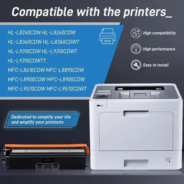 Alt view image 3 of 6 - TN433 Toner Cartridge Replacement for TN 433 TN431 TN 431 Toner for Brother Laser HL-L8260CDN HL-L8260CDW HL-L8360CDW HL-L8360CDWT HL-L9310CDW HL-L9310CDWT Printer (4 Pack,Black Cyan Magenta Yellow)