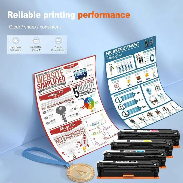 Alt view image 4 of 6 - 4 Pack 125A BK/C/M/Y Toner Cartridge, Replacement for HP CP1215 CP1515n CP1518ni CM1312 CM1312nfi CM1312mfp Pro M125nw M127fn M201n M202dw M225dn M225dw Printer