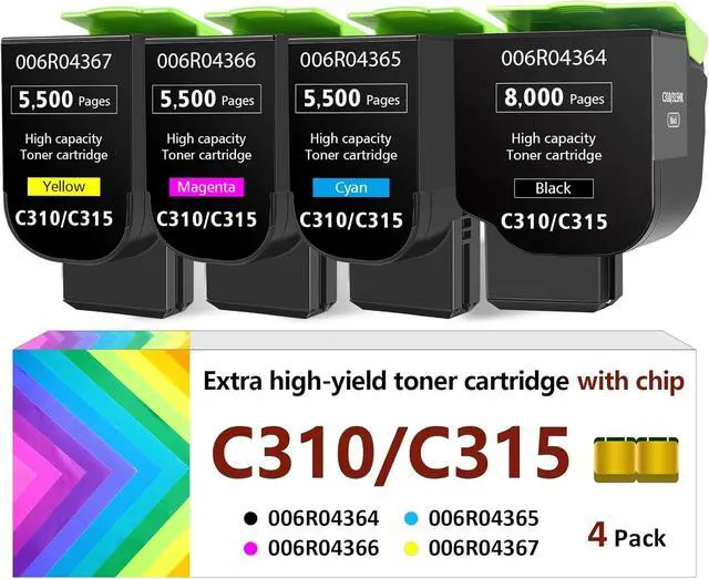 Main image of Toner Cartridge for Xerox C310 C315 Printer,5500-8000 Pages Extra High Capacity Replacement 006R04364 006R04365 006R04366 006R04367 Ink Cartridge for Xerox C315DNI C310DNI Color Printer (4 Pack)