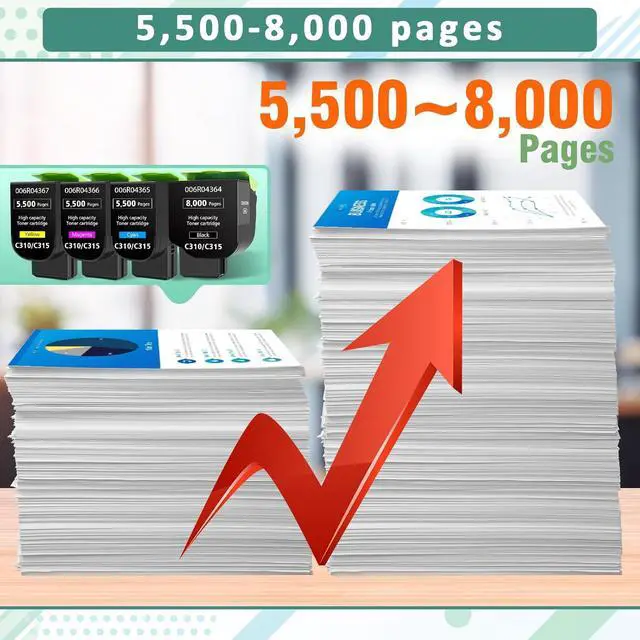 Alt view image 4 of 7 - Toner Cartridge for Xerox C310 C315 Printer,5500-8000 Pages Extra High Capacity Replacement 006R04364 006R04365 006R04366 006R04367 Ink Cartridge for Xerox C315DNI C310DNI Color Printer (4 Pack)