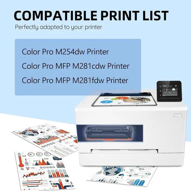 Alt view image 2 of 7 - 202A Toner Cartridges 4 Pack (with Chip) - 202X Compatible Replacement for HP MFP M281fdw Toner Cartridges, MFP M281cdw Toner Cartridges | CF500A